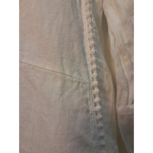 Womens Linen Tunic Top Quiet Luxury Coastal Vacation Beach Size Medium White - Picture 4 of 8
